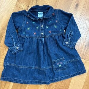 OshKosh B'gosh Blue Denim Dress with Colorful Embroidery